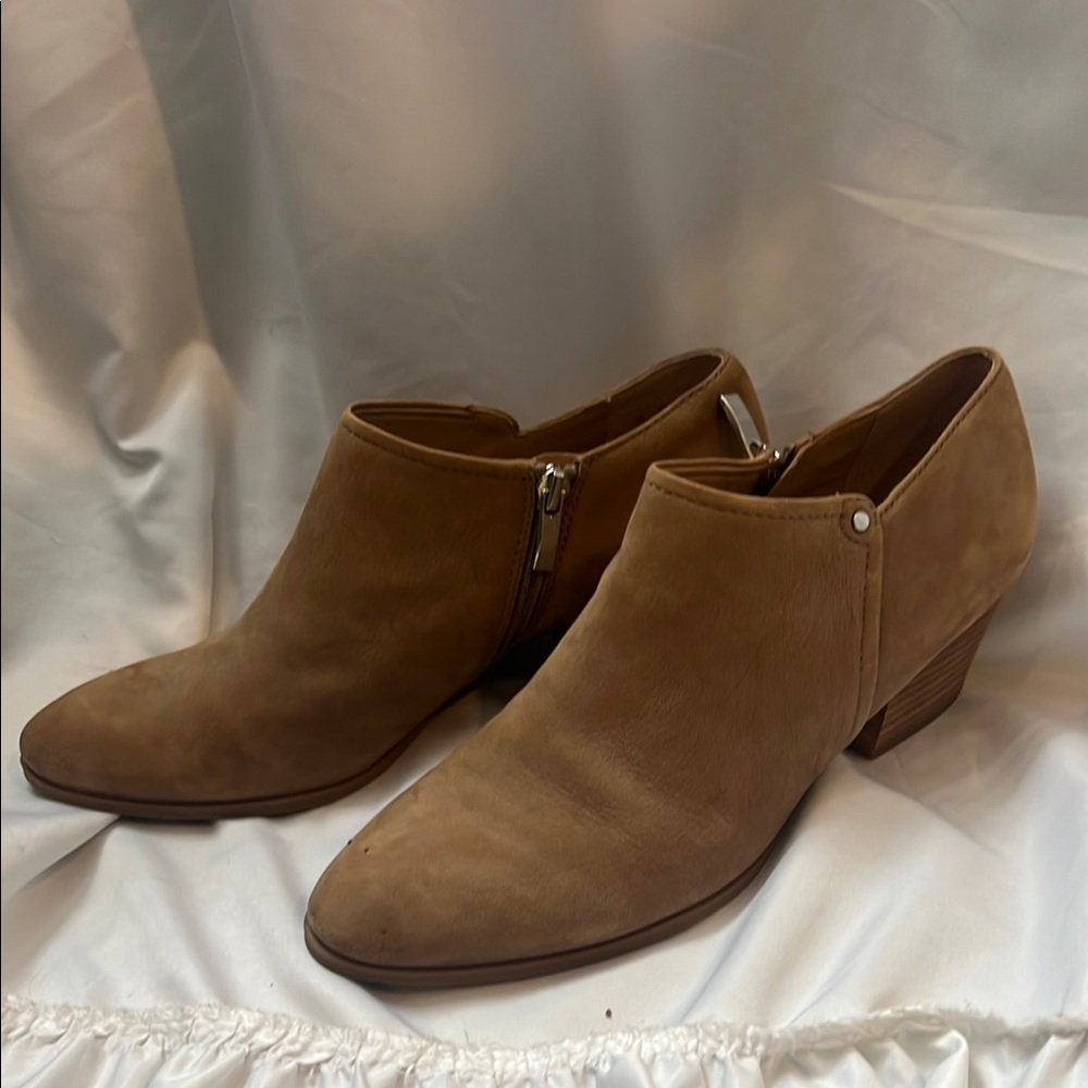 Franco Sarto Tan Ankle Booties with Suede Finish
